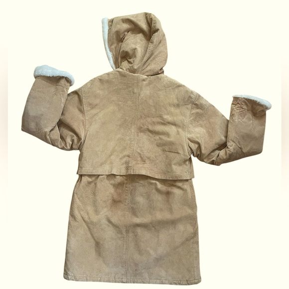 J. Percy for Marvin Richards Tan Leather Fur Lined Drawstring Hooded Coat - Picture 3 of 13